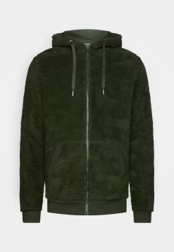 Pier One BORG ZIP-UP JACKET - Fleecejacke - Dark Green