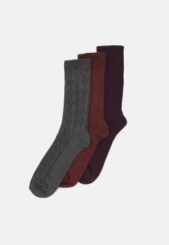 Pier One 3PACK - Socken - Dark Green/orange/bordeaux