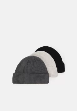 Pier One UNISEX 3 PACK - Mütze - Black/dark Grey/off-white/