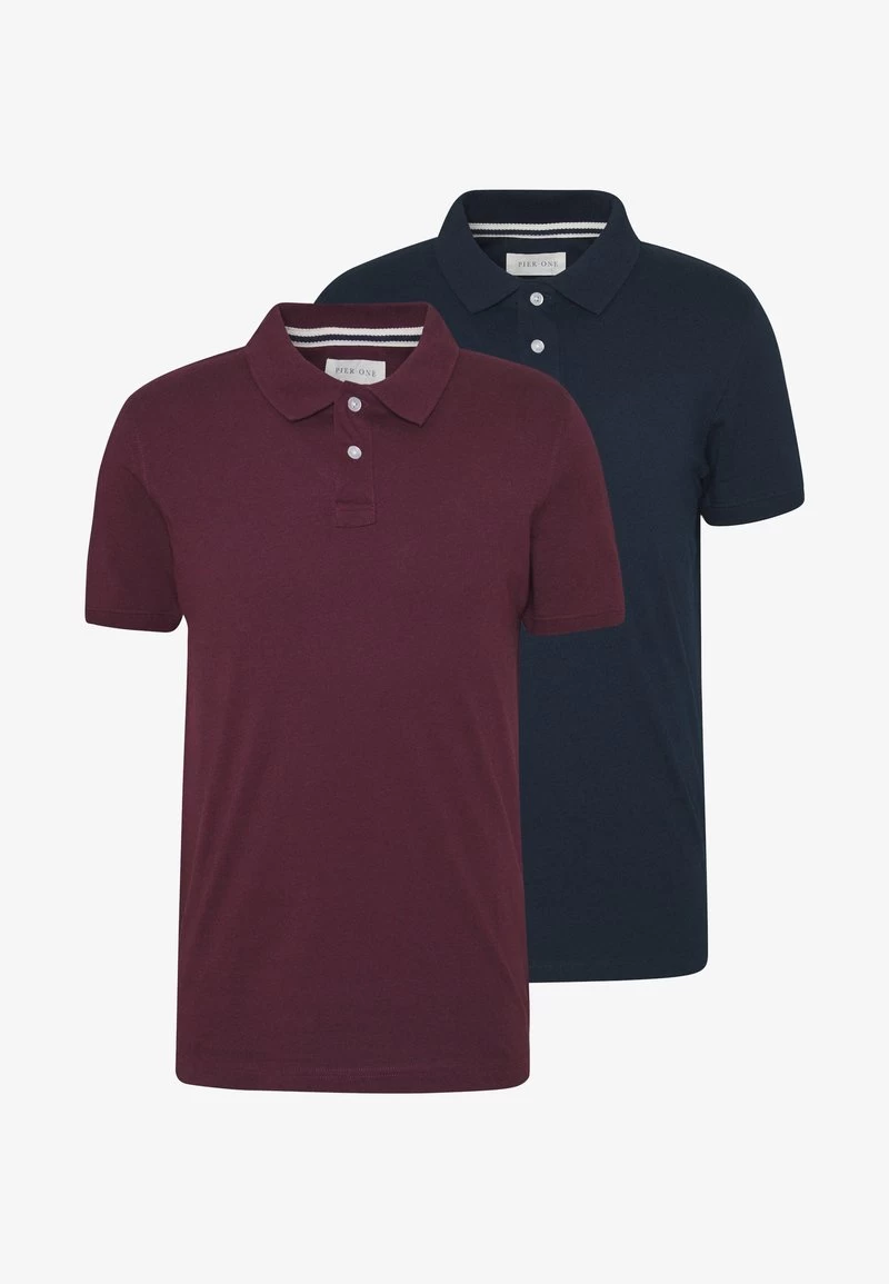 Pier One 2 PACK - Poloshirt - Dark Blue/bordeaux – Bild 5