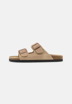 Pier One LEATHER UNISEX - Pantolette Flach - Beige