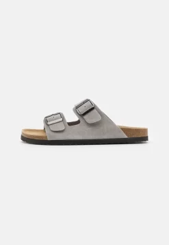 Pier One LEATHER UNISEX - Pantolette Flach - Grey