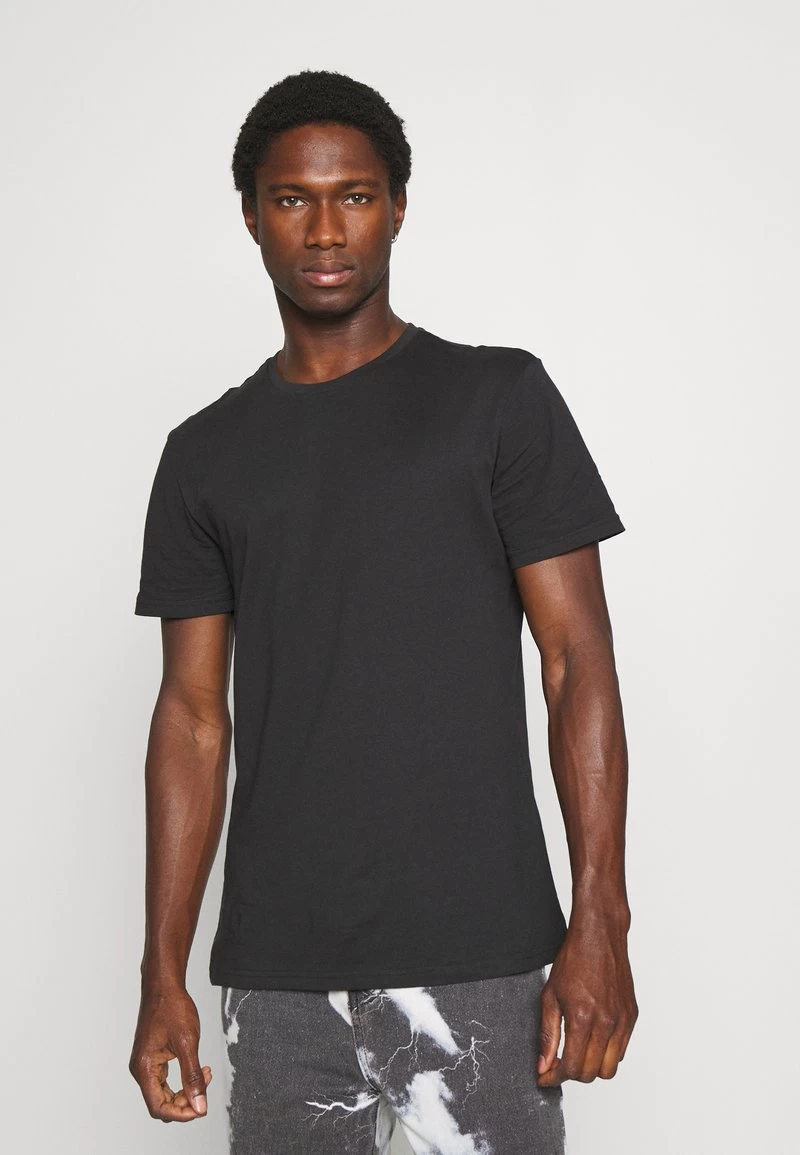 Pier One 3 PACK - T-Shirt Basic - Black/mottled Dark Grey/bordeaux – Bild 2