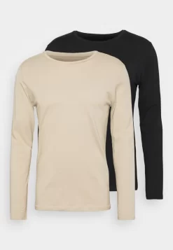 Pier One 2 PACK - Langarmshirt - Beige/black