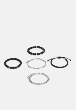 Pier One 5 PACK - Armband - Silver-coloured, Black