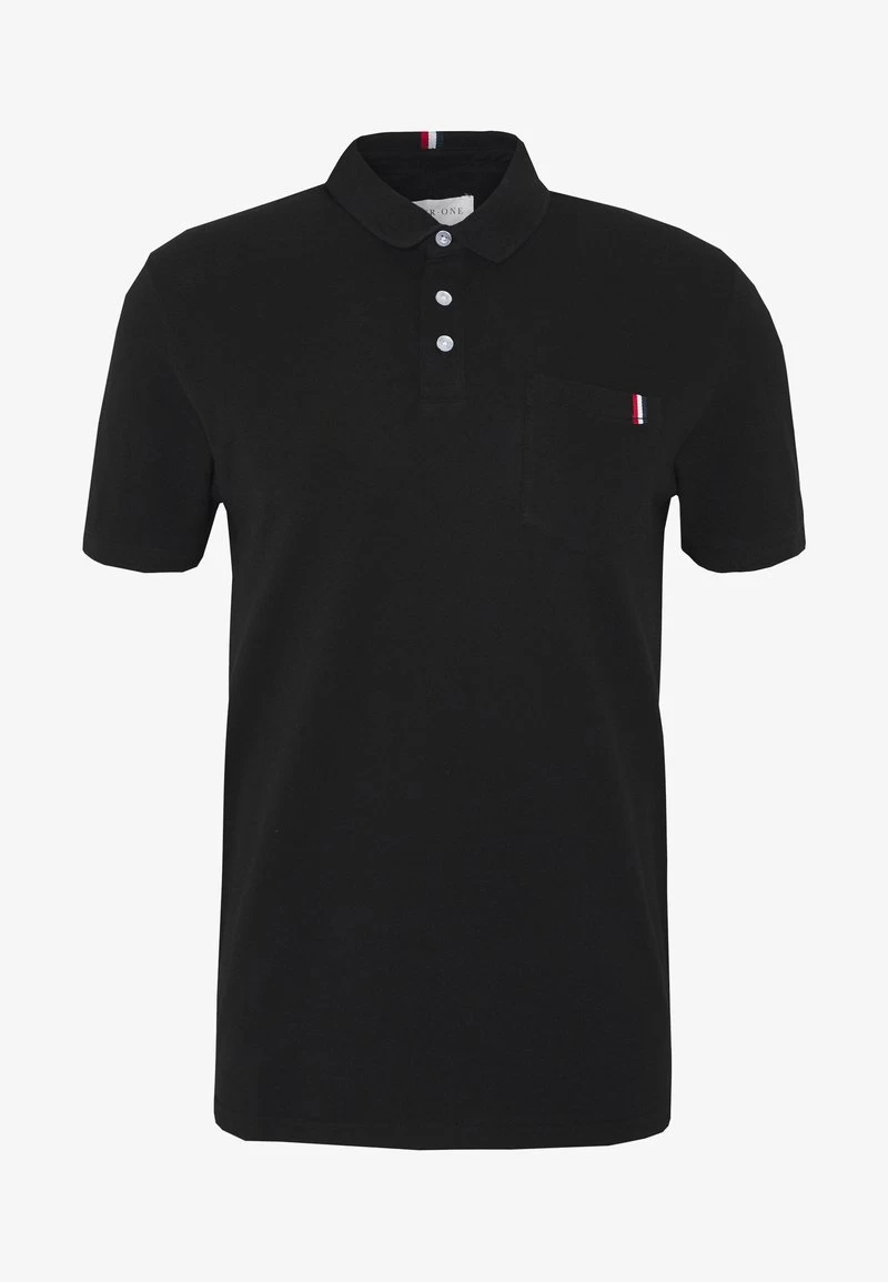 Pier One TRICOLORE TRIM POLO - Poloshirt - Black